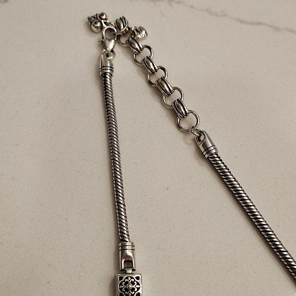 Brighton Tribeca Necklace Silver plated Rectangular Links Adjustable Retired - Picture 4 of 7